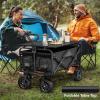 imageYITAHOME Folding Wagon wTable Plate Large Capacity Collapsible Wagon Cart Adjustable Handle Height Foldable Utility Garden Cart Outdoor Beach Wagon for Camping Shopping Sports Garden  BlackBlack