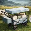 imageYITAHOME Folding Wagon wTable Plate Large Capacity Collapsible Wagon Cart Adjustable Handle Height Foldable Utility Garden Cart Outdoor Beach Wagon for Camping Shopping Sports Garden  BlackGray