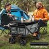 imageYITAHOME Folding Wagon wTable Plate Large Capacity Collapsible Wagon Cart Adjustable Handle Height Foldable Utility Garden Cart Outdoor Beach Wagon for Camping Shopping Sports Garden  BlackGray