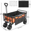 imageYITAHOME Folding Wagon wTable Plate Large Capacity Collapsible Wagon Cart Adjustable Handle Height Foldable Utility Garden Cart Outdoor Beach Wagon for Camping Shopping Sports Garden  BlackOrange