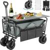 imageYITAHOME Folding Wagon wTable Plate Large Capacity Collapsible Wagon Cart Adjustable Handle Height Foldable Utility Garden Cart Outdoor Beach Wagon for Camping Shopping Sports Garden  BlackGray