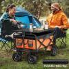 imageYITAHOME Folding Wagon wTable Plate Large Capacity Collapsible Wagon Cart Adjustable Handle Height Foldable Utility Garden Cart Outdoor Beach Wagon for Camping Shopping Sports Garden  BlackOrange