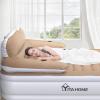 imageYITAHOME FullXL Size Air Mattress with Headboard 18in Inflatable with Pillow Blow Up Mattress with Removable Electric Pump Comfort Air Bed Queen for Camping ampamp Home BrownBrown