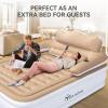 imageYITAHOME FullXL Size Air Mattress with Headboard and Pump 18in Blow Up Mattress with Carry Bag Repair Kit and Nozzles for Home Camping and Travel BlackBrown