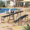 imageYITAHOME Garden Bench All Weather Outdoor Bench for 23 Persons FadeRot Resistance Patio Benches for Park Porch Patio ampamp Backyard GreyBlack