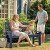 imageYITAHOME Garden Bench All Weather Outdoor Bench for 23 Persons FadeRot Resistance Patio Benches for Park Porch Patio ampamp Backyard GreyNavy