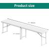 imageYITAHOME HDPE Garden Bench All Weather Outdoor Bench wMax Bearing 661LBS 23 Persons Patio Bench FadeRot Resistance for Park Porch Patio ampamp Backyard BlueWhite