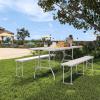 imageYITAHOME HDPE Garden Bench All Weather Outdoor Bench wMax Bearing 661LBS 23 Persons Patio Bench FadeRot Resistance for Park Porch Patio ampamp Backyard BlueWhite