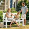 imageYITAHOME HDPE Garden Bench All Weather Outdoor Bench wMax Bearing 661LBS 23 Persons Patio Bench FadeRot Resistance for Park Porch Patio ampamp Backyard BlueWhite