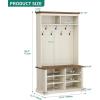 imageYITAHOME Hall Tree with Bench and Shoe Storage Farmhouse Entryway Bench with Coat Rack Entrance Organizer with 7 Hooks and 6 Shoe Storage ampamp Adjustable ShelfOff Whitewalnut Grain