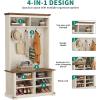 imageYITAHOME Hall Tree with Bench and Shoe Storage Farmhouse Entryway Bench with Coat Rack Entrance Organizer with 7 Hooks and 6 Shoe Storage ampamp Adjustable ShelfOff Whitewalnut Grain