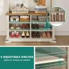 imageYITAHOME Hall Tree with Bench and Shoe Storage Farmhouse Entryway Bench with Coat Rack Entrance Organizer with 7 Hooks and 6 Shoe Storage ampamp Adjustable ShelfOff Whitewalnut Grain
