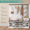 imageYITAHOME Hall Tree with Bench and Shoe Storage Mudroom Storage Coat Rack Hallway Tree with 7 Hooks Farmhouse Wood Shoe Bench for Entryway ampamp Mudroom Walnut ampamp OffWhite59Wx16D x71H