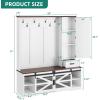 imageYITAHOME Hall Tree with Bench and Shoe Storage Mudroom Storage Coat Rack Hallway Tree with 7 Hooks Farmhouse Wood Shoe Bench for Entryway ampamp Mudroom Walnut ampamp OffWhite59Wx16D x71H