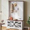 imageYITAHOME Hall Tree with Bench and Shoe Storage Mudroom Storage Coat Rack Hallway Tree with 7 Hooks Farmhouse Wood Shoe Bench for Entryway ampamp Mudroom Walnut ampamp OffWhite43Wx16D x71H