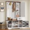 imageYITAHOME Hall Tree with Bench and Shoe Storage Mudroom Storage Coat Rack Hallway Tree with 7 Hooks Farmhouse Wood Shoe Bench for Entryway ampamp Mudroom Walnut ampamp OffWhite43Wx16D x71H