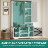 imageYITAHOME Hall Tree with Bench and Shoe Storage Mudroom Storage Coat Rack Hallway Tree with 7 Hooks Farmhouse Wood Shoe Bench for Entryway ampamp Mudroom Walnut ampamp OffWhite43Wx16D x71H