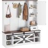 imageYITAHOME Hall Tree with Bench and Shoe Storage Mudroom Storage Coat Rack Hallway Tree with 7 Hooks Farmhouse Wood Shoe Bench for Entryway ampamp Mudroom Walnut ampamp OffWhite59Wx16D x71H
