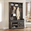 imageYITAHOME Hall Tree with Shoe Bench and Coat Rack Entryway Hallway Tree Organizer Storage Bench Cabinet for Hallway Entryway Bedroom Living Room Dark Rustic OakDark Rustic Oak