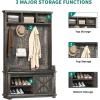 imageYITAHOME Hall Tree with Shoe Bench and Coat Rack Entryway Hallway Tree Organizer Storage Bench Cabinet for Hallway Entryway Bedroom Living Room Dark Rustic OakDark Rustic Oak
