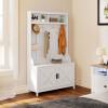 imageYITAHOME Hall Tree with Shoe Storage Bench for Entryway 4in1 Coat Rack with Bench Entrance Organizer Hall Tree with Adjustable Shoe Storage and Hanging Hooks WhiteWhite