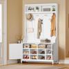 imageYITAHOME Hall Tree with Shoe Storage Bench for Entryway 4in1 Coat Rack with Bench Entrance Organizer Hall Tree with Adjustable Shoe Storage and Hanging Hooks WhiteWhite