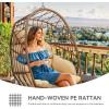 imageYITAHOME Hanging Egg Chair Outdoor Patio Wicker Hammock Egg Chair Indoor with Cushion Rattan Swing Chair 300lbs for Balcony Garden Bedroom Gray with StandBeigewo stand