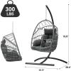 imageYITAHOME Hanging Egg Chair Outdoor Patio Wicker Hammock Egg Chair Indoor with Cushion Rattan Swing Chair 300lbs for Balcony Garden Bedroom Gray with StandGraywstand