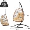 imageYITAHOME Hanging Egg Chair Outdoor Patio Wicker Hammock Egg Chair Indoor with Cushion Rattan Swing Chair 300lbs for Balcony Garden Bedroom Gray with StandBeigew stand