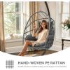 imageYITAHOME Hanging Egg Chair Outdoor Patio Wicker Hammock Egg Chair Indoor with Cushion Rattan Swing Chair 300lbs for Balcony Garden Bedroom Gray with StandGraywstand