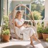 imageYITAHOME Hanging Egg Chair Outdoor Patio Wicker Hammock Egg Chair Indoor with Cushion Rattan Swing Chair 300lbs for Balcony Garden Bedroom Gray with StandLight Beigewo stand