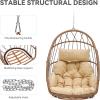 imageYITAHOME Hanging Egg Chair Outdoor Patio Wicker Hammock Egg Chair Indoor with Cushion Rattan Swing Chair 300lbs for Balcony Garden Bedroom Gray with StandBeigewo stand