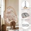 imageYITAHOME Hanging Egg Chair Outdoor Patio Wicker Hammock Egg Chair Indoor with Cushion Rattan Swing Chair 300lbs for Balcony Garden Bedroom Gray with StandLight Beigewo stand