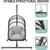 imageYITAHOME Hanging Egg Chair Without Stand Rattan Wicker Swing Egg Chair with Resistant Cushion 300lbs Capacity Foldable Hanging Basket Chair for Porch Garden Bedroom Balcony  BeigeGreyw Stand