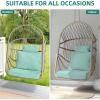 imageYITAHOME Hanging Egg Chair Without Stand Rattan Wicker Swing Egg Chair with Resistant Cushion 300lbs Capacity Foldable Hanging Basket Chair for Porch Garden Bedroom Balcony  BeigeSky BluewO Stand