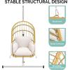 imageYITAHOME Hanging Egg Chair Without Stand Rattan Wicker Swing Egg Chair with Resistant Cushion 300lbs Capacity Foldable Hanging Basket Chair for Porch Garden Bedroom Balcony  BeigeBeigew Stand