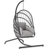 imageYITAHOME Hanging Egg Chair Without Stand Rattan Wicker Swing Egg Chair with Resistant Cushion 300lbs Capacity Foldable Hanging Basket Chair for Porch Garden Bedroom Balcony  BeigeGreyw Stand