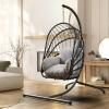 imageYITAHOME Hanging Egg Chair Without Stand Rattan Wicker Swing Egg Chair with Resistant Cushion 300lbs Capacity Foldable Hanging Basket Chair for Porch Garden Bedroom Balcony  BeigeGreyw Stand