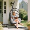 imageYITAHOME Hanging Egg Chair Without Stand Rattan Wicker Swing Egg Chair with Resistant Cushion 300lbs Capacity Foldable Hanging Basket Chair for Porch Garden Bedroom Balcony  BeigeGreyw Stand