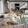 imageYITAHOME Hanging Egg Chair Without Stand Rattan Wicker Swing Egg Chair with Resistant Cushion 300lbs Capacity Foldable Hanging Basket Chair for Porch Garden Bedroom Balcony  BeigeBeigew Stand