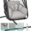 imageYITAHOME Hanging Egg Chair Without Stand Rattan Wicker Swing Egg Chair with Resistant Cushion 300lbs Capacity Foldable Hanging Basket Chair for Porch Garden Bedroom Balcony  BeigeGreyw Stand