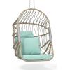 imageYITAHOME Hanging Egg Chair Without Stand Rattan Wicker Swing Egg Chair with Resistant Cushion 300lbs Capacity Foldable Hanging Basket Chair for Porch Garden Bedroom Balcony  BeigeSky BluewO Stand