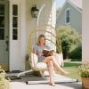 imageYITAHOME Hanging Egg Chair Without Stand Rattan Wicker Swing Egg Chair with Resistant Cushion 300lbs Capacity Foldable Hanging Basket Chair for Porch Garden Bedroom Balcony  BeigeBeigew Stand