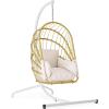imageYITAHOME Hanging Egg Chair Without Stand Rattan Wicker Swing Egg Chair with Resistant Cushion 300lbs Capacity Foldable Hanging Basket Chair for Porch Garden Bedroom Balcony  BeigeBeigew Stand