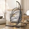 imageYITAHOME Hanging Egg Chair with Stand Rattan Wicker Swing Egg Chair with Resistant Cushion 350lbs Capacity Foldable Hanging Rattan Basket Chair for Porch Garden Bedroom Balcony GreyGrey