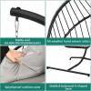 imageYITAHOME Hanging Egg Chair with Stand Rattan Wicker Swing Egg Chair with Resistant Cushion 350lbs Capacity Foldable Hanging Rattan Basket Chair for Porch Garden Bedroom Balcony GreyGrey