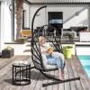 imageYITAHOME Hanging Egg Chair with Stand Rattan Wicker Swing Egg Chair with Resistant Cushion 350lbs Capacity Foldable Hanging Rattan Basket Chair for Porch Garden Bedroom Balcony GreyGrey