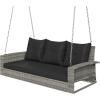 imageYITAHOME Hanging Porch Swing Chair Sits 2 People Patio Swing Lounge Chair 1 Seating ampamp 2 Back Cushions with Removable Covers Weight Capacity 530lbs for Garden Balcony Living Room Backyard BeigeGray Rattan Black Cushion