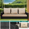 imageYITAHOME Hanging Porch Swing Chair Sits 2 People Patio Swing Lounge Chair 1 Seating ampamp 2 Back Cushions with Removable Covers Weight Capacity 530lbs for Garden Balcony Living Room Backyard BeigeBlack Rattan Light Brown Cushion