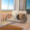 imageYITAHOME Hanging Porch Swing Chair Sits 2 People Patio Swing Lounge Chair 1 Seating ampamp 2 Back Cushions with Removable Covers Weight Capacity 530lbs for Garden Balcony Living Room Backyard BeigeBeige